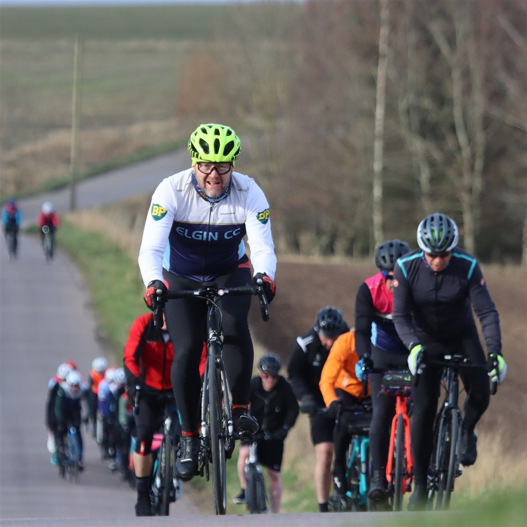 Elgin Cycling Club's Mark Lean in the lead. Picture: Gordon Nicol