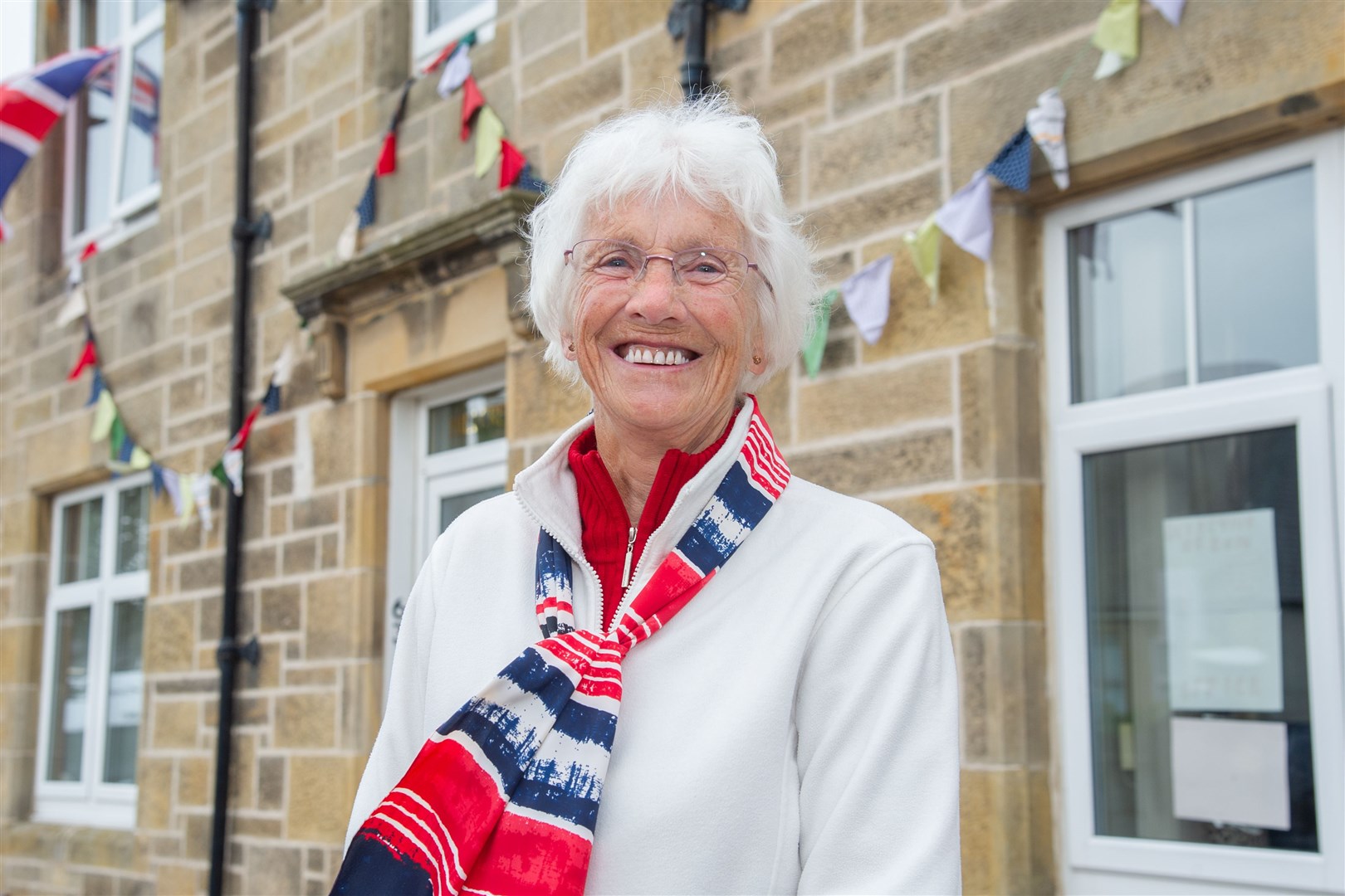 Kathleen Simpkins joins in the 75th anniversary celebrations of VE Day in Hopeman.