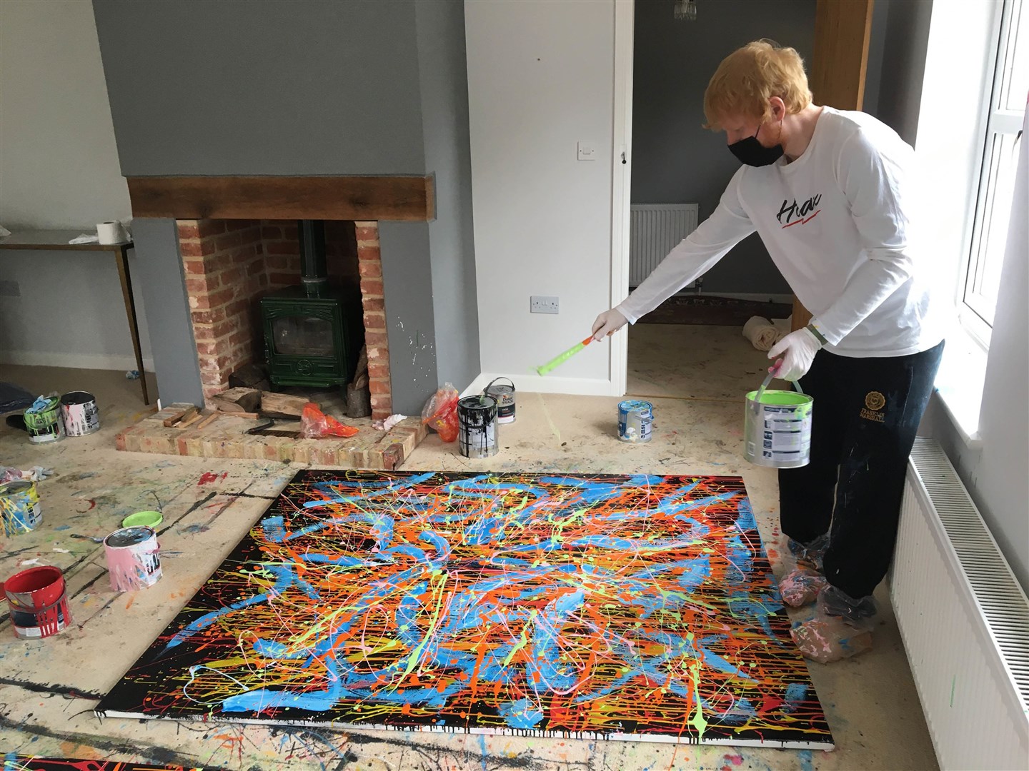 Ed Sheeran creating one of his artworks (Made In Suffolk Legacy Auction/ PA)