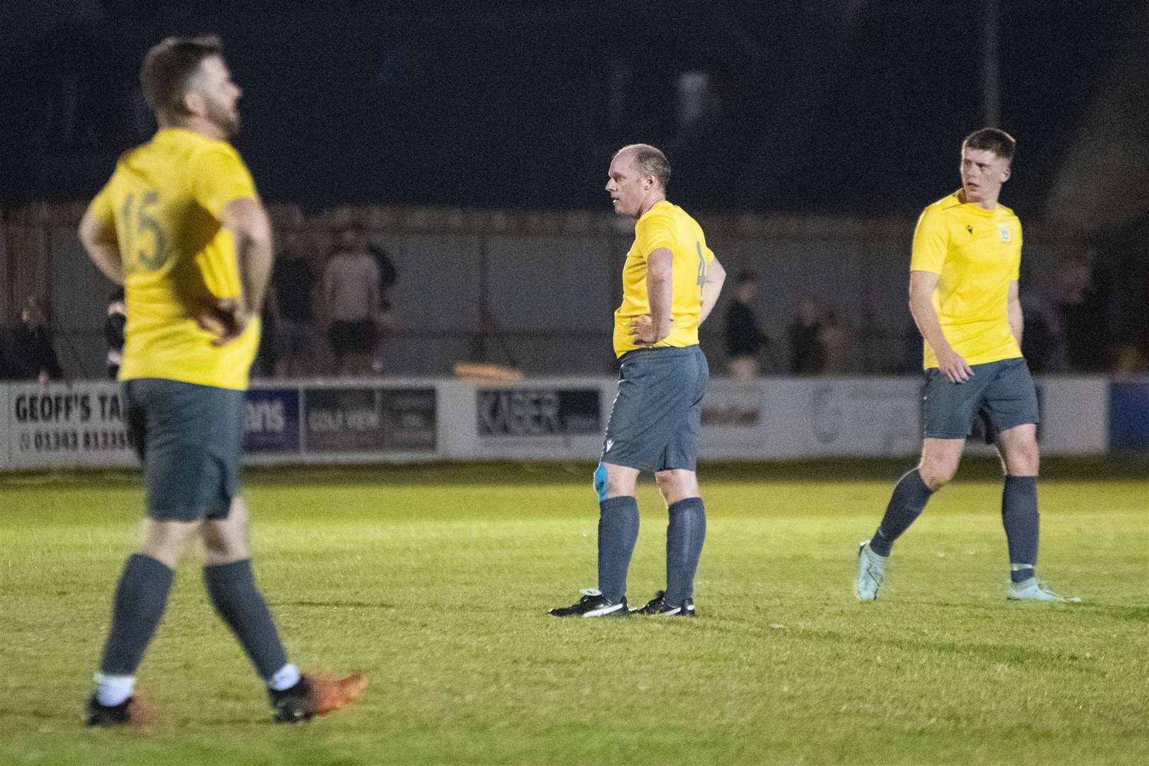 Hopeman look lost after the seventh goal went in...Fochabers FC (7) vs Hopeman FC (2) - Mike Simpson Cup Final 2023 - Grant Park, Lossiemouth...Picture: Daniel Forsyth..