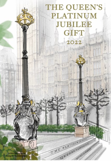 An artist’s impression of the ornate lamps to be gifted by Parliament to the Queen for her Platinum Jubilee