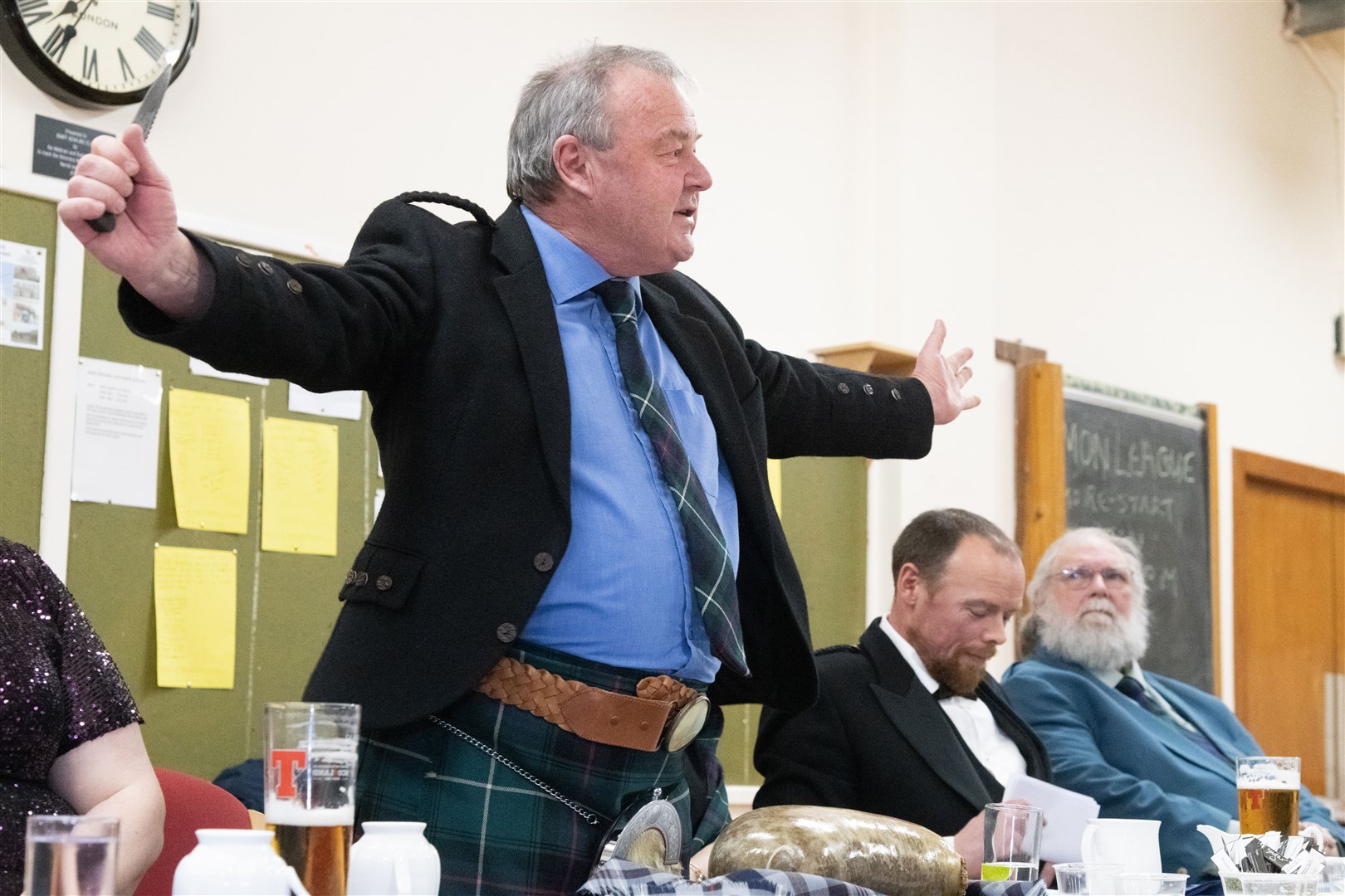 Broadcaster Euan McIlwraith addressing the haggis last year at Banff Bowling Club. Picture: Beth Taylor.