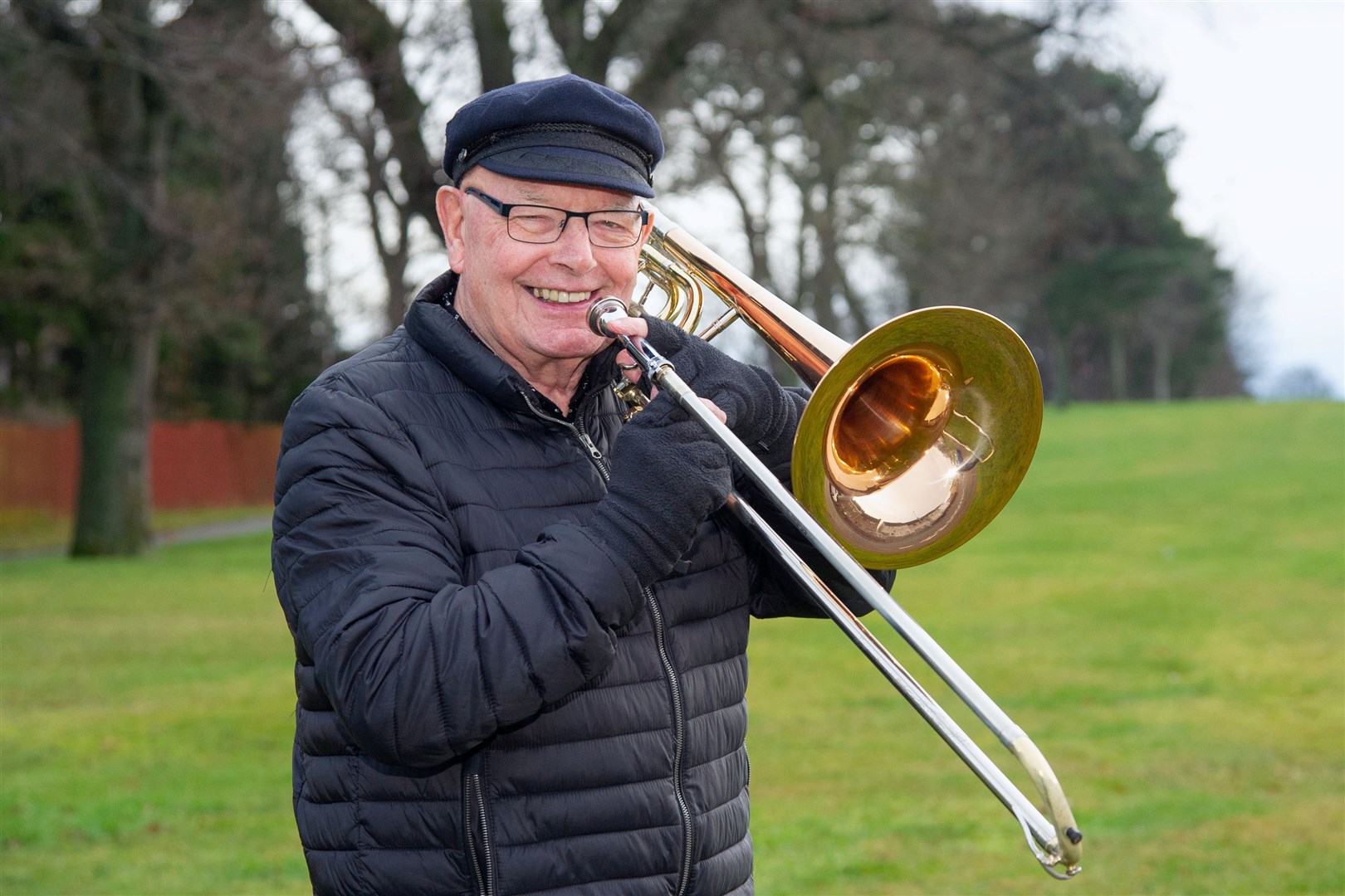 Elgin City Band trombonist John Marshall has been playing with the band for seventy years...Picture: Daniel Forsyth..