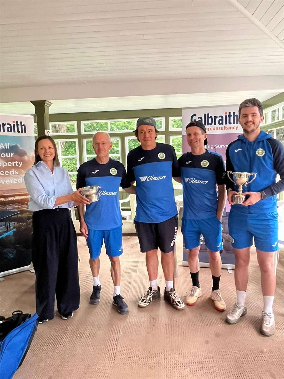 The Lossiemouth team that won Men's Division 2. From left: Phiddy Robertson (of Galbraith), David Williams, Ed Borrowman, Tim Dickinson and Keiran Carty.