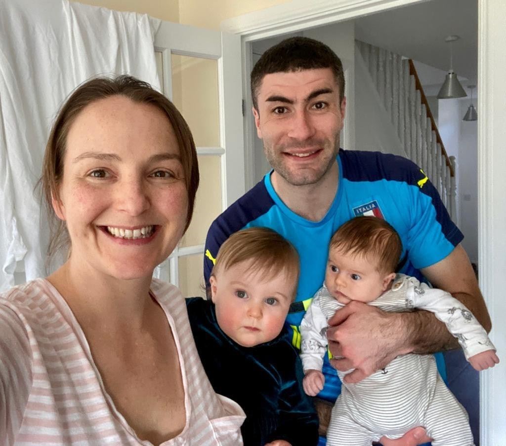 Cammy Keith staying safe at home with wife Suzanne, daughter Elsie and the family’s newest member, eight-week-old Caiden.