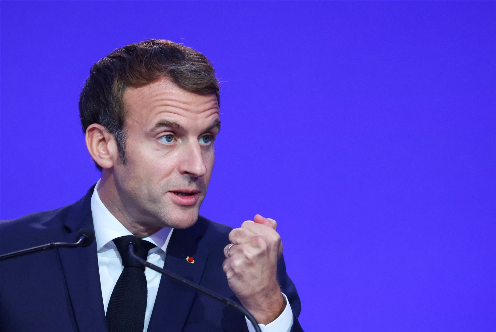 Emmanuel Macron was infuriated after Boris Johnson posted proposals on Twitter (Yves Herman/PA)