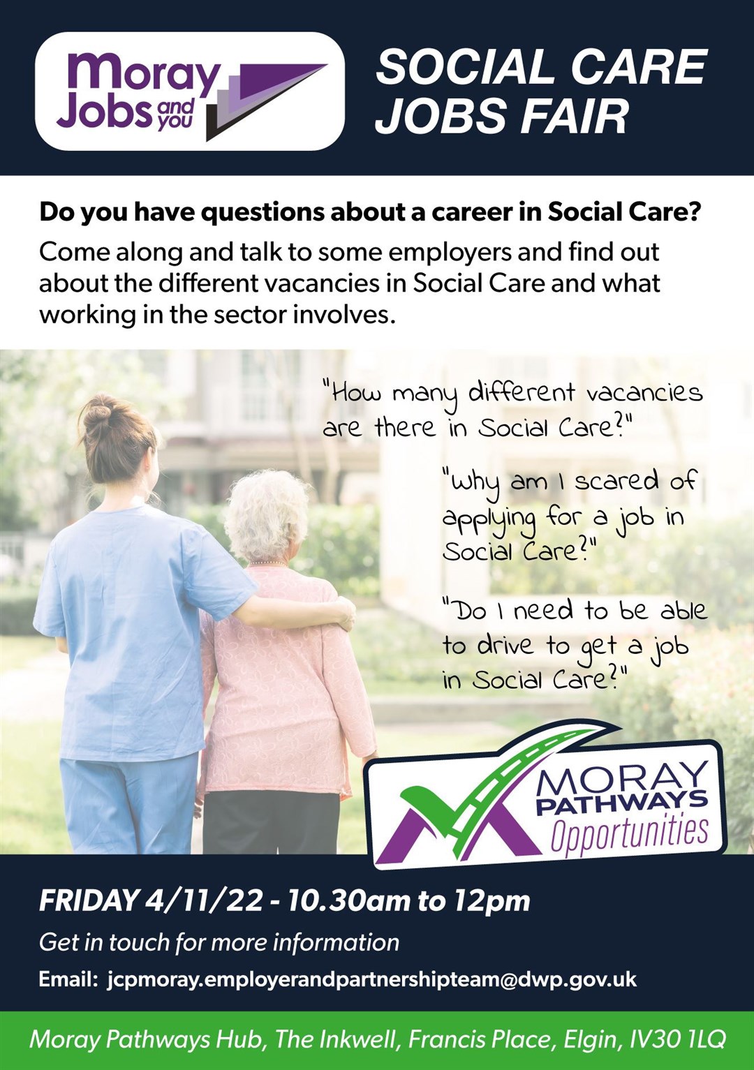Vacancies in Moray's social care sector will be up for grabs at the forthcoming jobs fair.