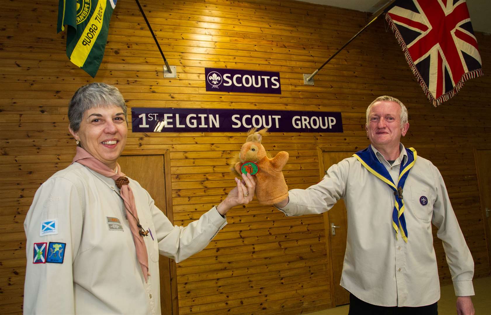 Leader of 1st Elgin Cub Scouts Kenny McKenna and Mandy McIntosh, assistant district commissioner for Moray District Cubs. Picture: Becky Saunderson.