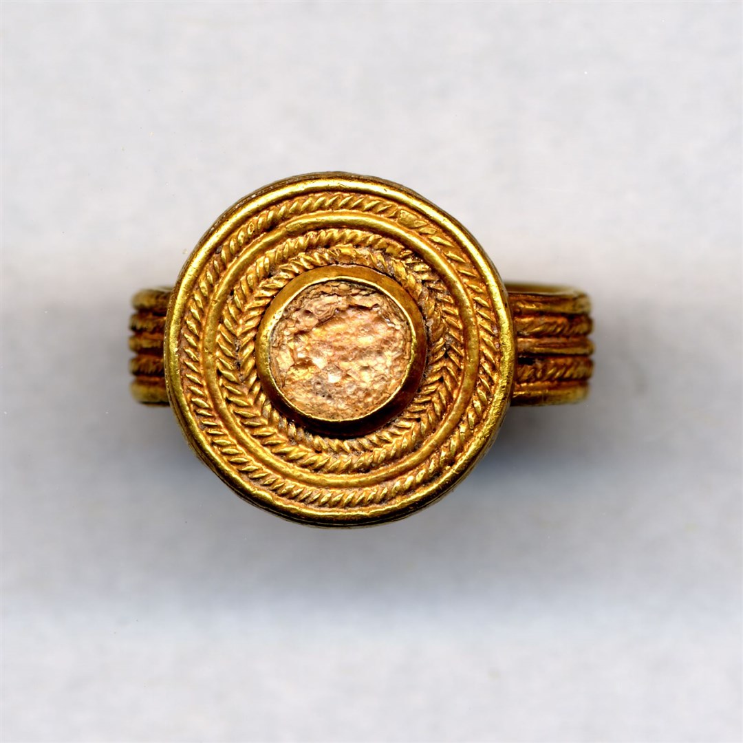 A gold ring with a glass setting, similar to the items missing from the collection (The Trustees of the British Museum/PA)