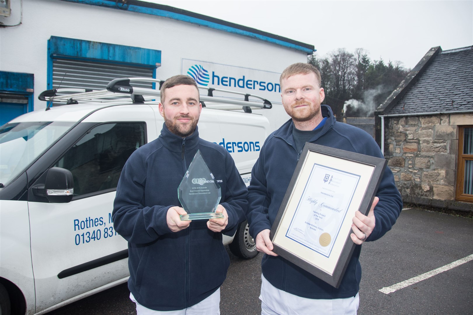 Hendersons apprentice Ythan Brannigan (left) is named best apprentice in Scotland for his year, while supervisor Andy Jackson picks up a Highly Commended prize for the firm's work on the restoration of Ballater Station. Picture: Becky Saunderson.