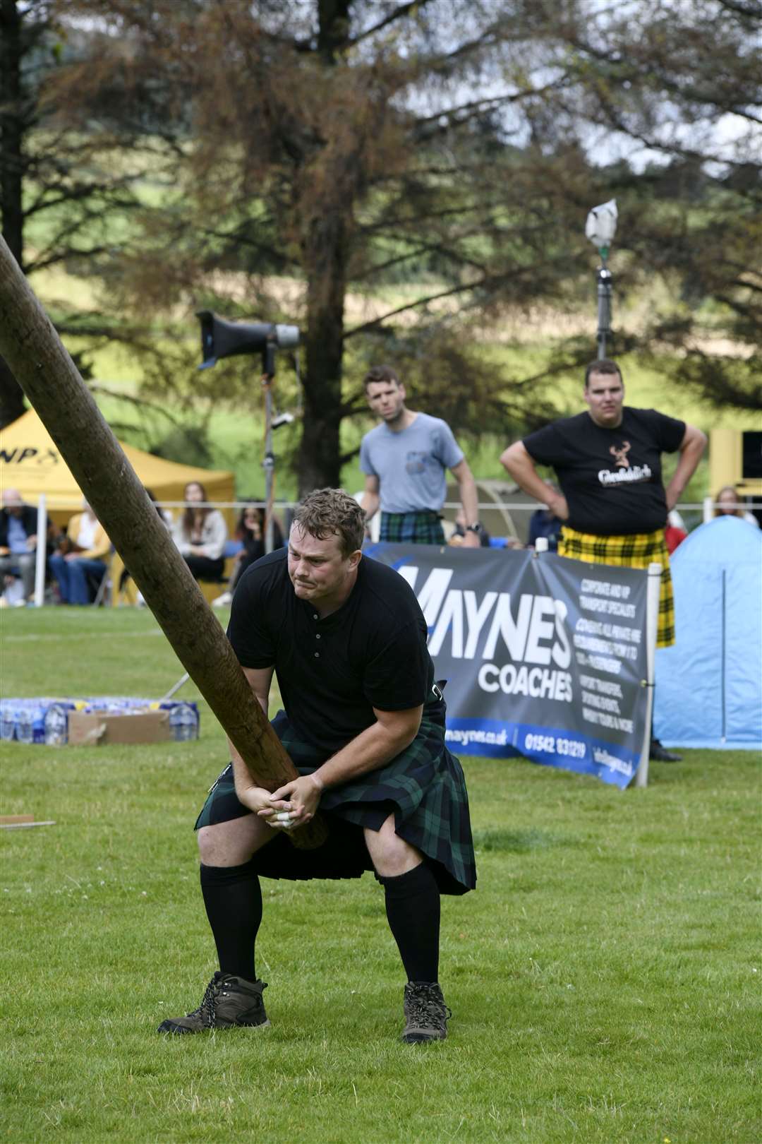 Canadian Nick Reynard competing in the Caber toss. Picture: Beth Taylor