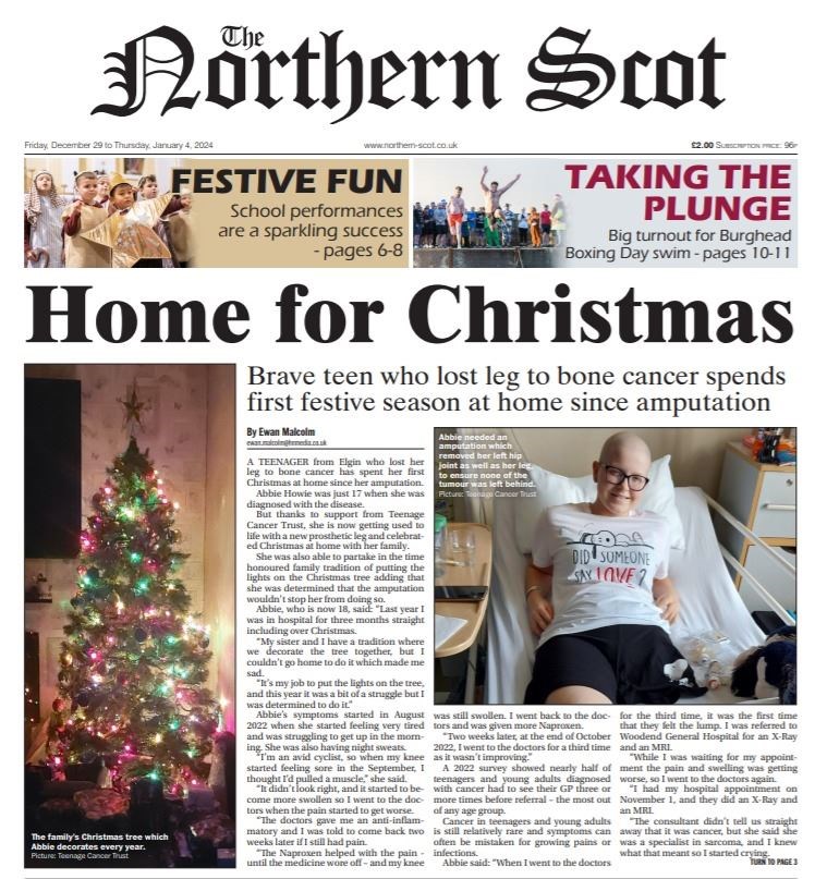 The Northern Scot's front page from Friday, December 29.