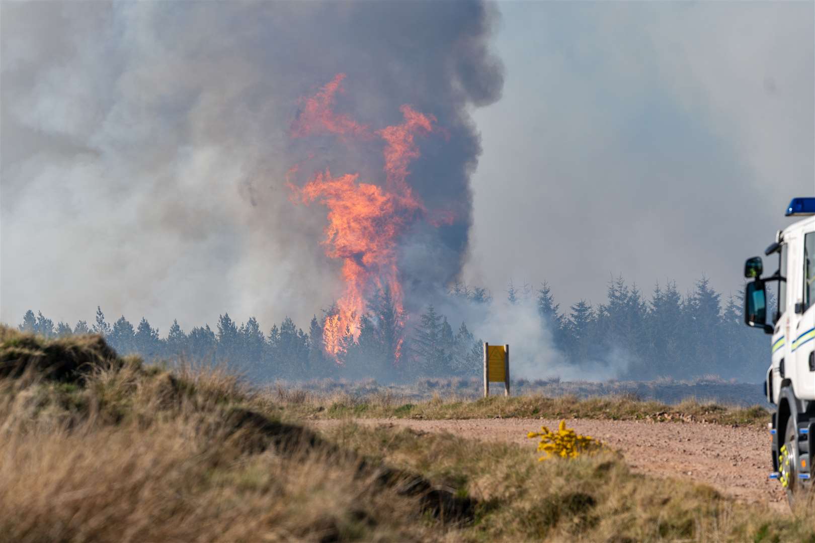 A raging wildfire at Dunphail in May 2019.