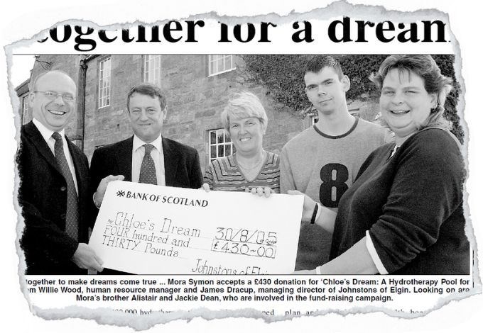 Back in 2005, Jackie also helped to raise money for a hydrotherapy pool in Elgin as part of a Johnstons team effort....Picture: The Northern Scot