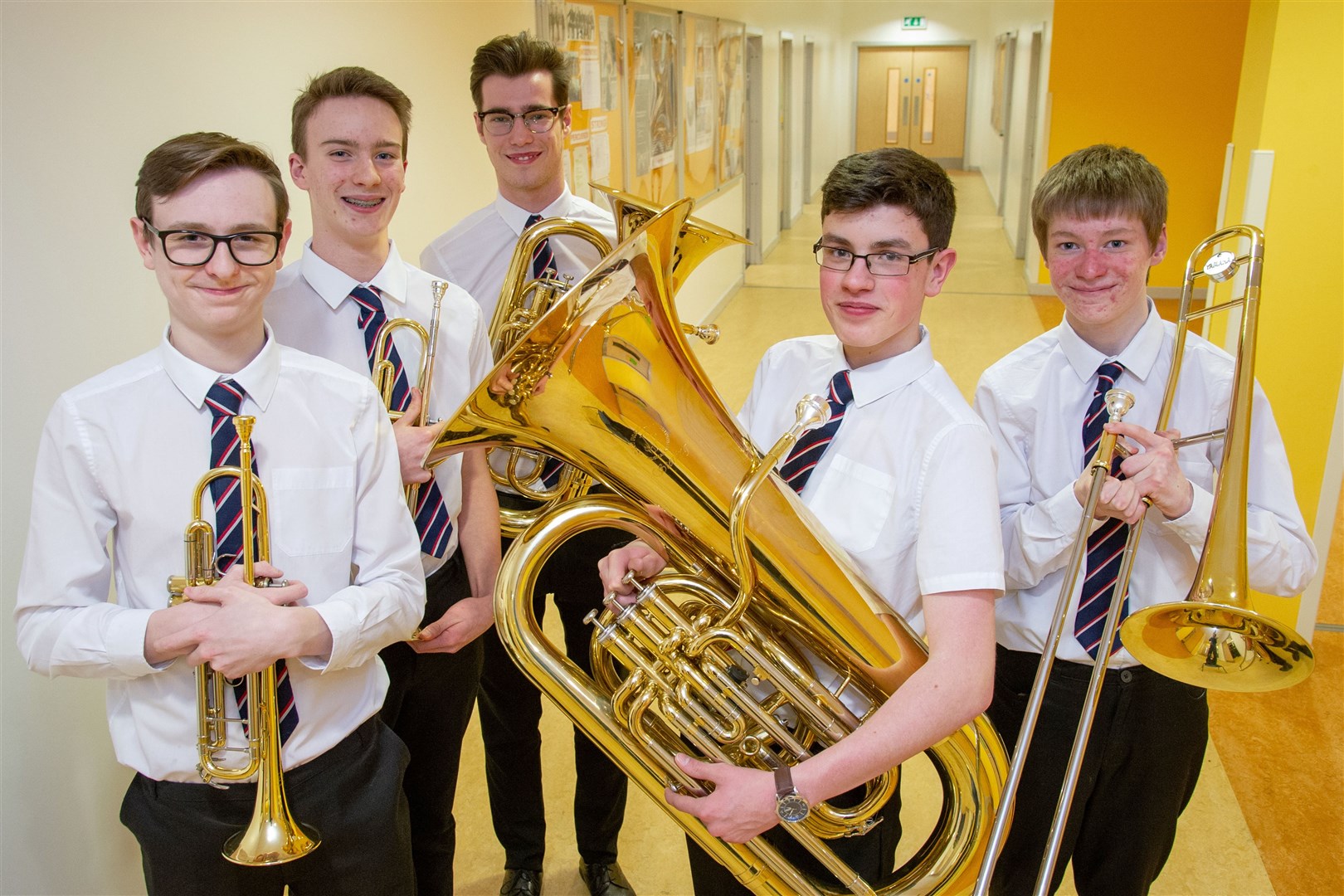 Taking a break from their rehearsals are (from left) Alex Hadfield, Blair Jackson, Oliver Stalker, Jacob Holder and Euan Adams.