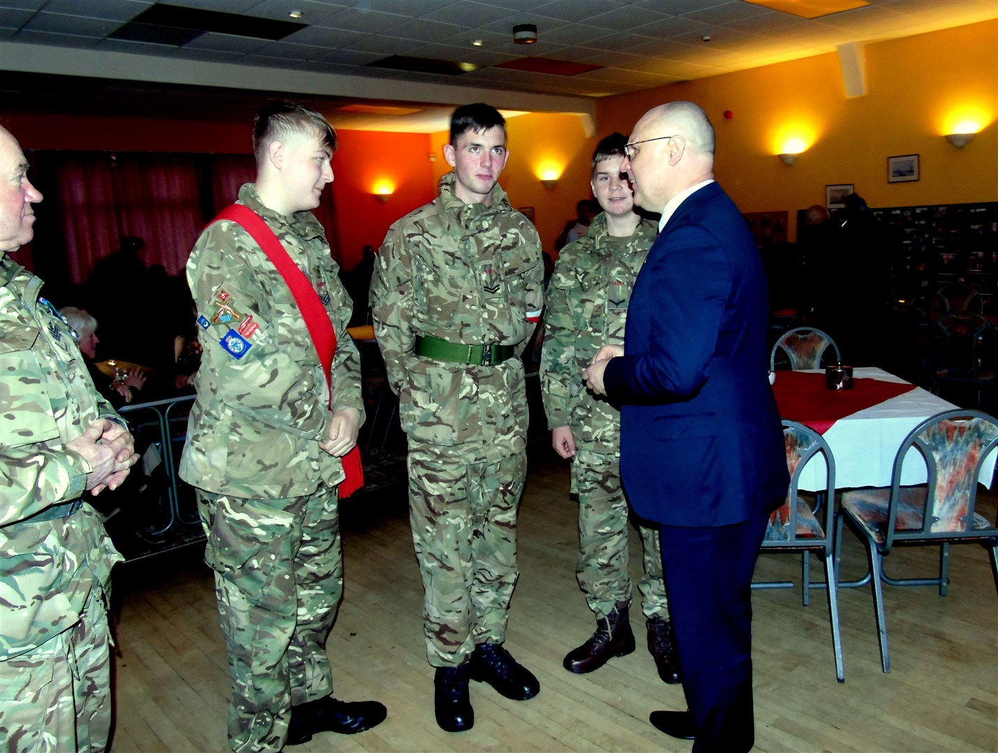 Cadets from Moray's 1st Battalion the Highlanders meet dignitaries in Invergordon.