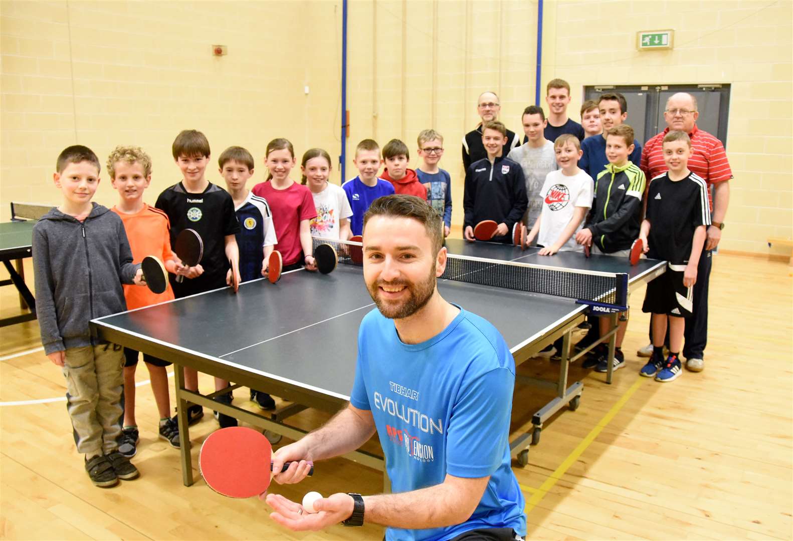 Ken (back right), with youngsters at a coaching session with coach Stephen Gersten. Picture: Becky Saunderson.