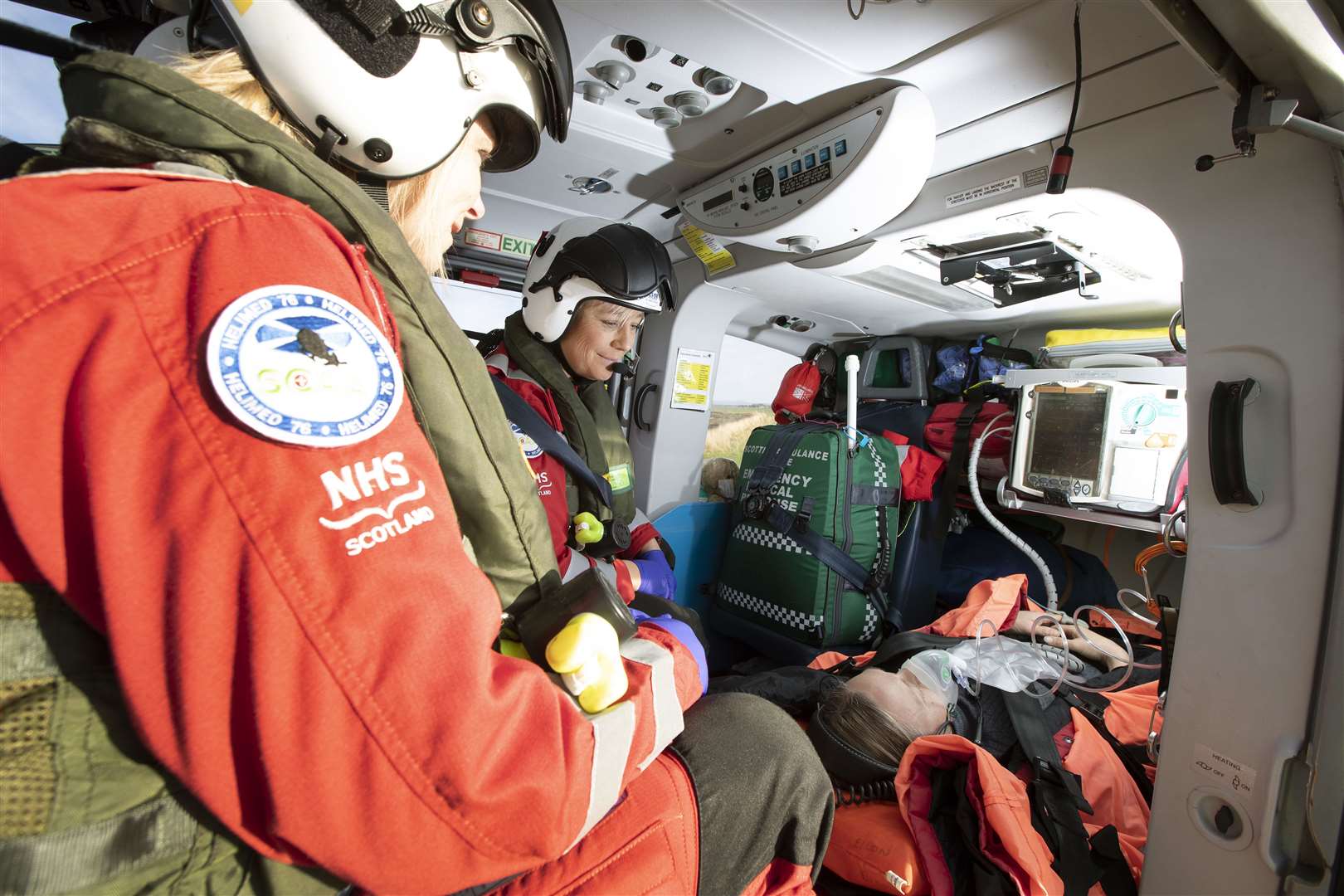 SCAA Paramedics Wendy Jubb (left) and Julia Barnes pictured at work on Helimed 76. Picture by Graeme Hart. Copyright Perthshire Picture Agency Tel: 01738 623350 Mobile: 07990 594431