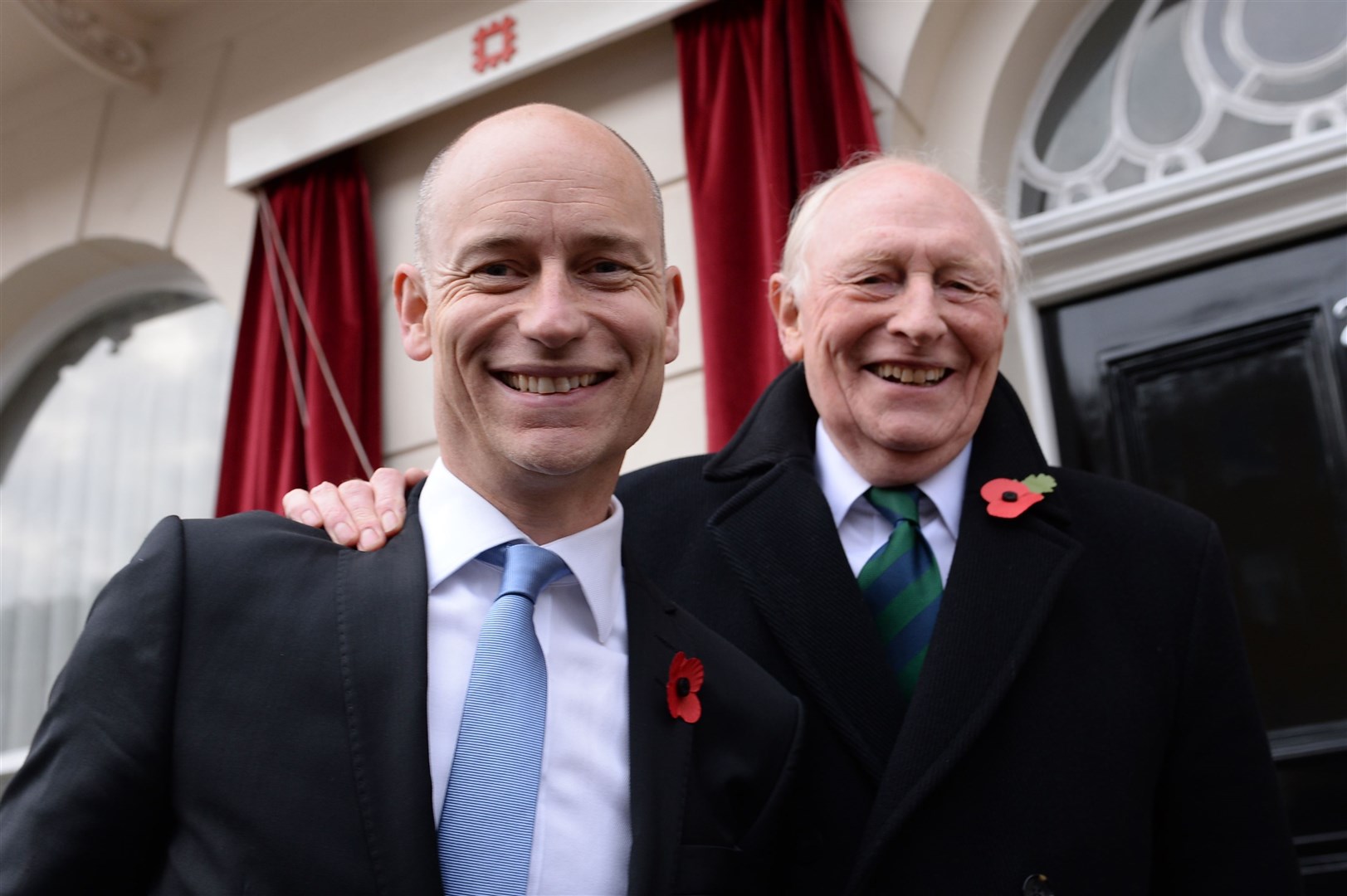 Former Labour leader Lord Kinnock poses for a photograph with his son Stephen Kinnock MP (Stefan Rousseau/PA)