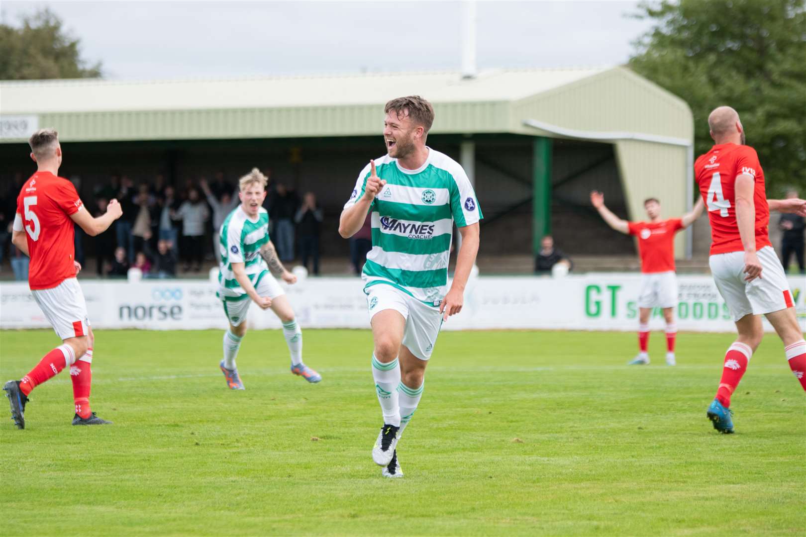 Buckie forward Josh Peters celebrates his first half opener against Nairn County. Picture: Daniel Forsyth