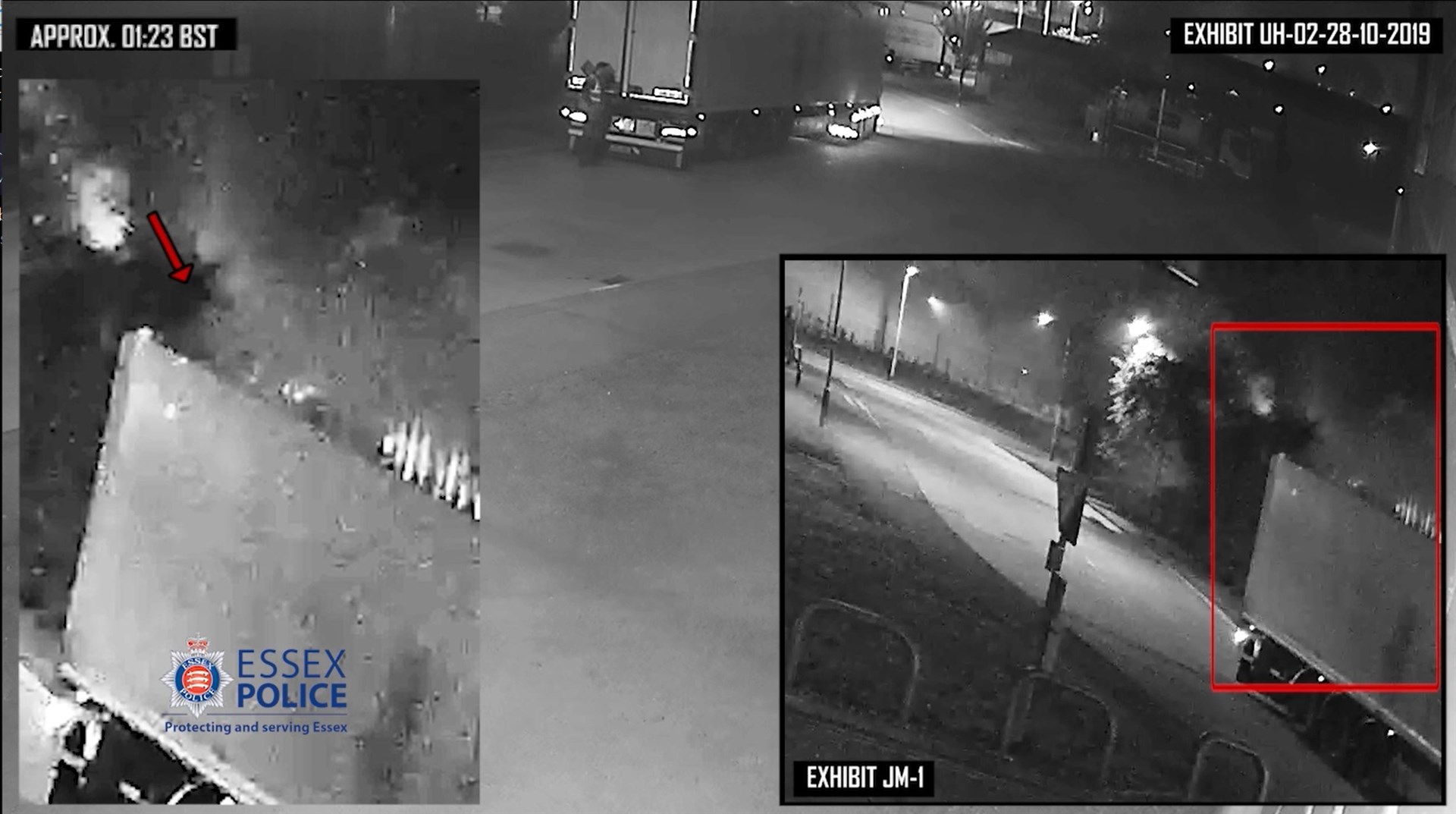 CCTV image of Maurice Robinson in Eastern Avenue, Thurrock. Vapour is seen rising from the trailer where the bodies of 39 migrants were found on October 23 2019 (Essex Police/PA)