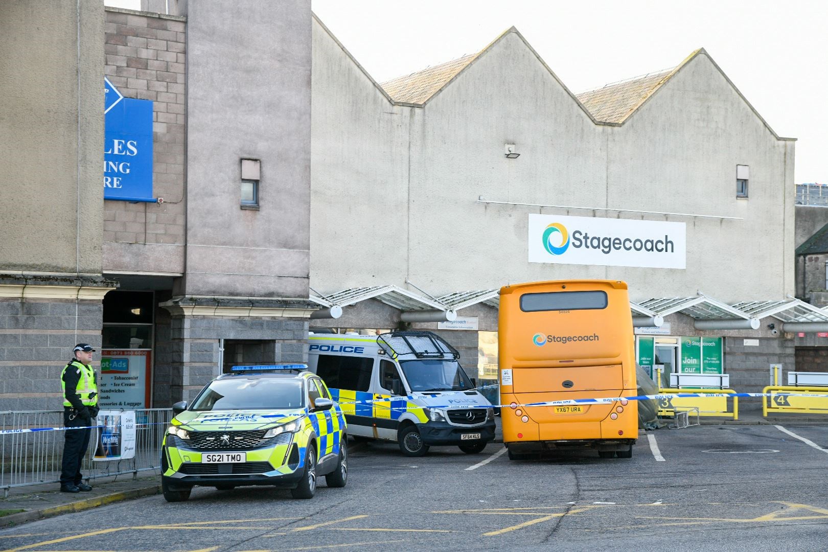 Elgin Bus Station remains cordoned off after the death of a man on Friday, February 2. Picture: Beth Taylor