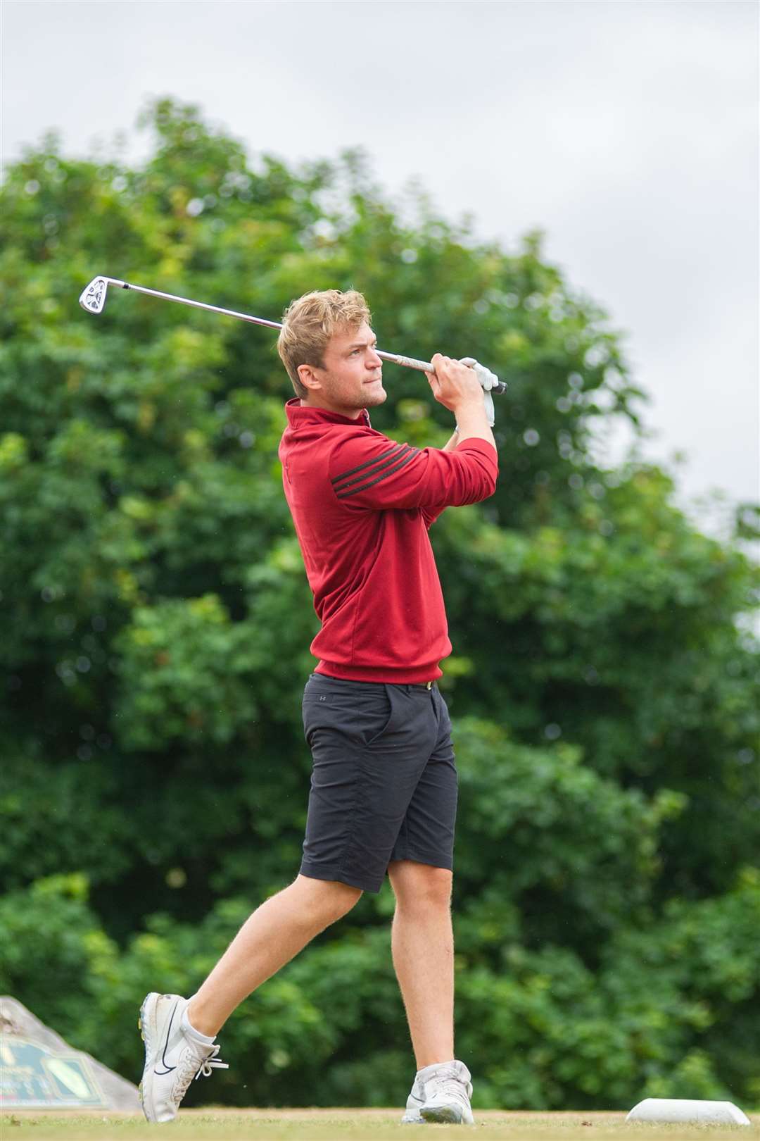 Marc Dingwall on the third tee...2021 Forres Golf Club Five Day Open...Picture: Daniel Forsyth...