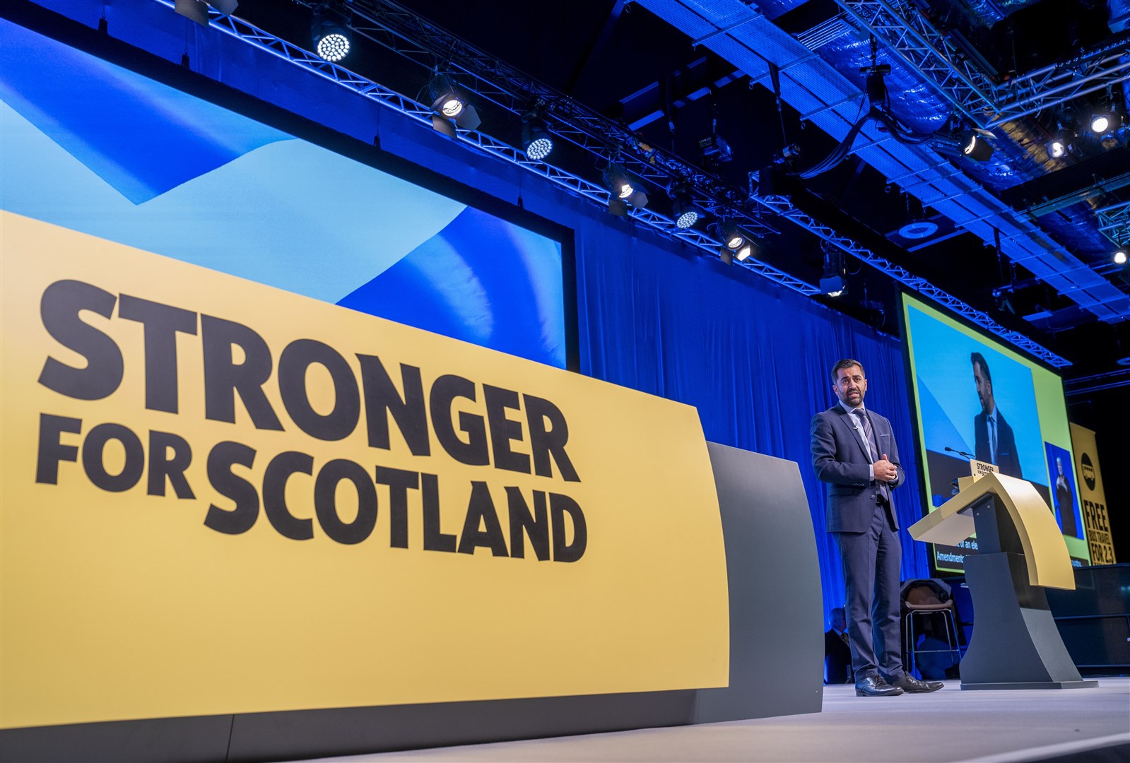First Minister and SNP leader Humza Yousaf addressed delegates at the SNP conference (Jane Barlow/PA)