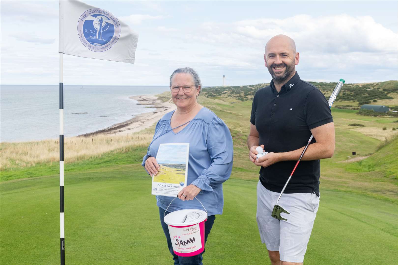 Angela Burnett and Michael McAllan are holding a charity tournament at the 1st Open Covesea Links 9-hole course on September 24th 2023. Picture: Beth Taylor