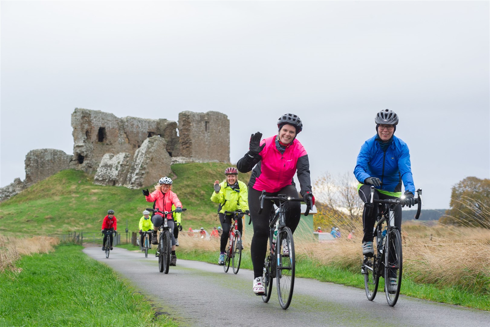 Members of the Elgin and Nairn Breeze groups cycled from Elgin Library to Duffus Castle and back. Picture: Daniel Forsyth.