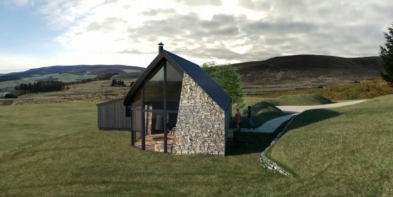A view of the proposed Glenlivet Distillery tasting lodge from the north-west.