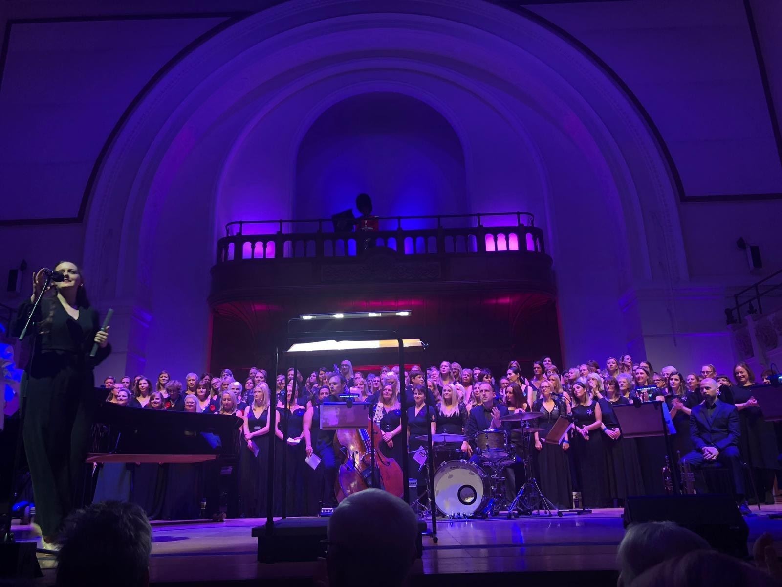 The assembled Military Wives Choirs in harmony at London's Cadogan Hall.