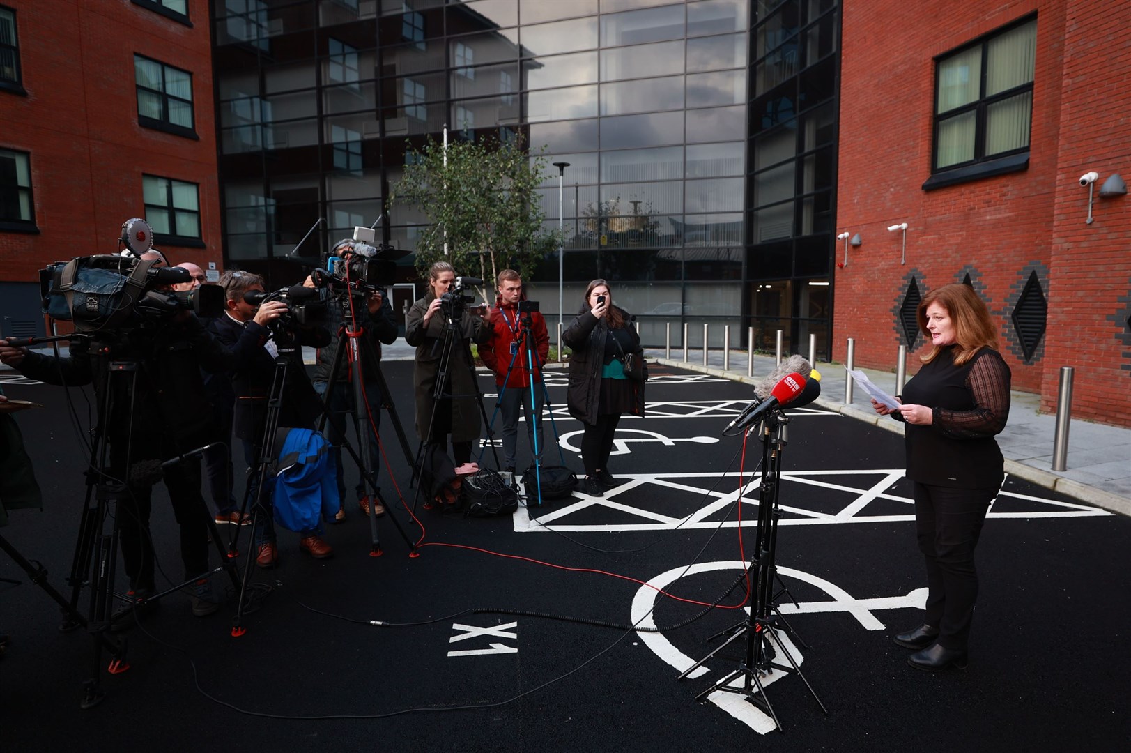 Policing Board chairwoman Deirdre Toner speaks to the media after the meeting (Liam McBurney/PA)