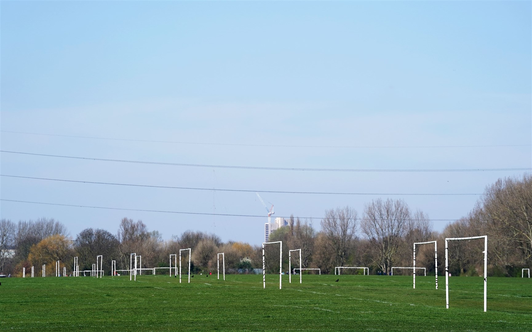 A general view of goalposts at Hackney Marshes in London (John Walton/PA)