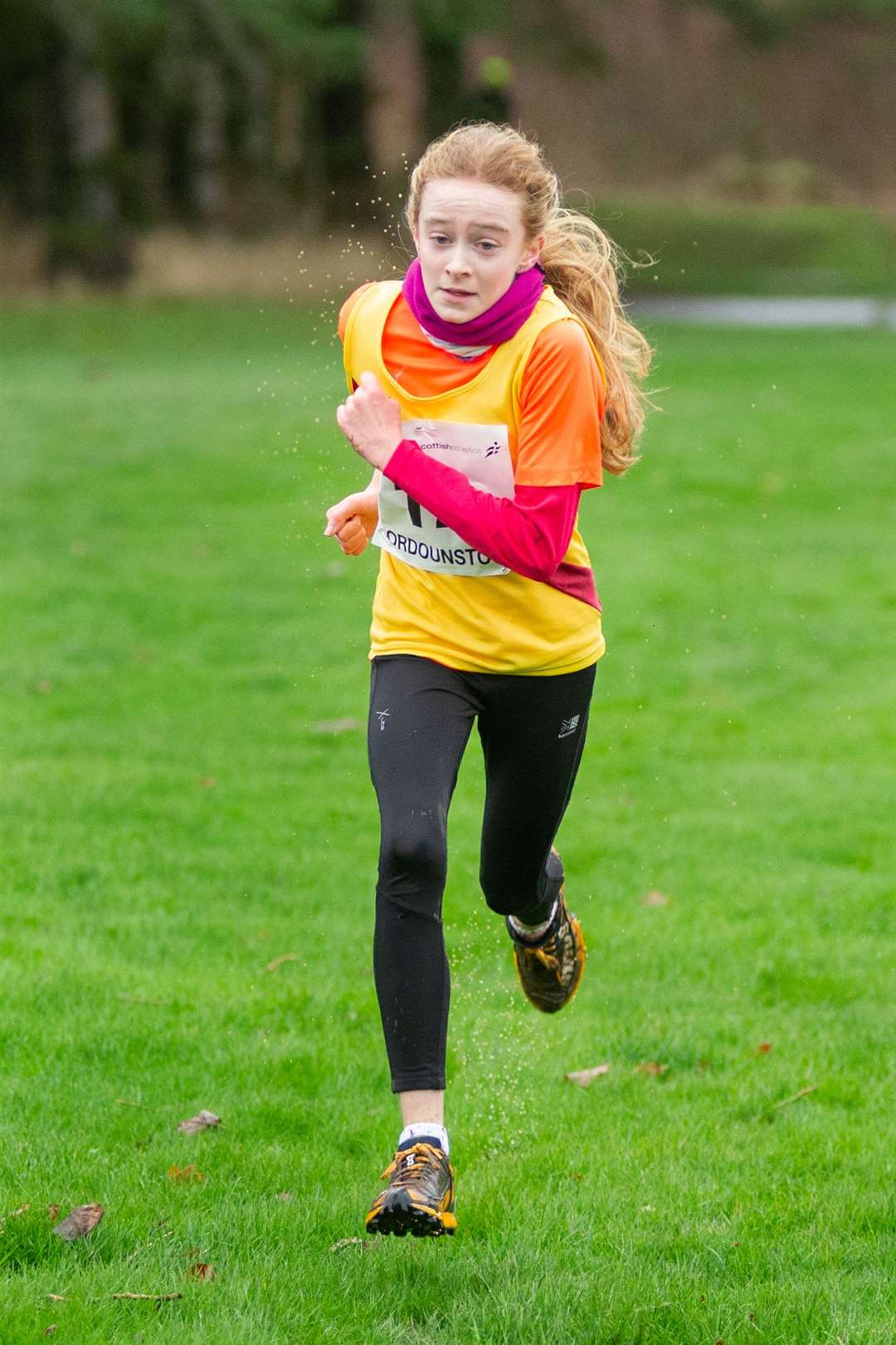 Inverness Harriers' Lois MacRae won the Under 13's Girls race with a time of 14:10. Picture: Daniel Forsyth
