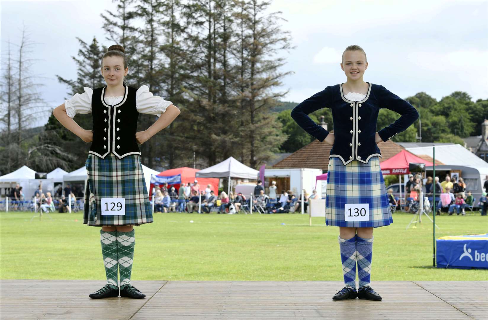 Eve McDonald (left) and Rowan Baw (right) competing in the highland dancing. ..Dufftown Highland Games 2022...Picture: Beth Taylor.