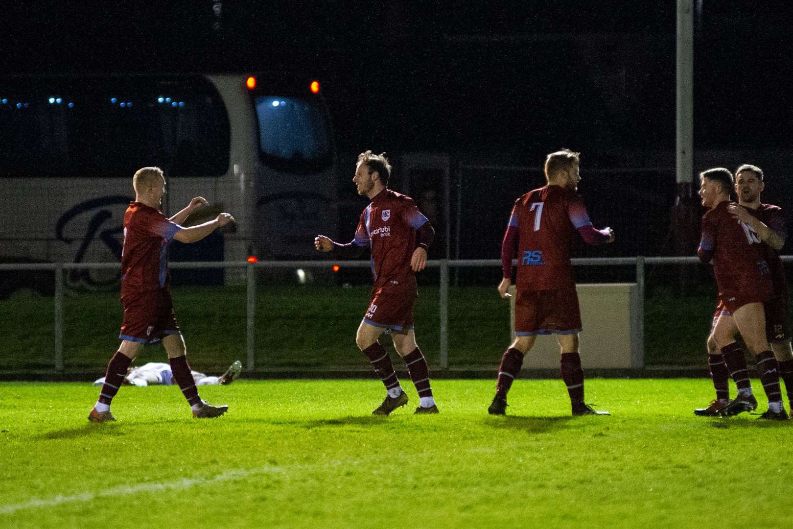 Michael Selfridge makes it 4-2 to the Maroons...Keith FC (2) vs Hill of Beath Hawthorn FC (2) - Keith FC win 4-2 after extra time - Scottish Cup First Round - Kynoch Park, 26/12/2020...Picture: Daniel Forsyth..