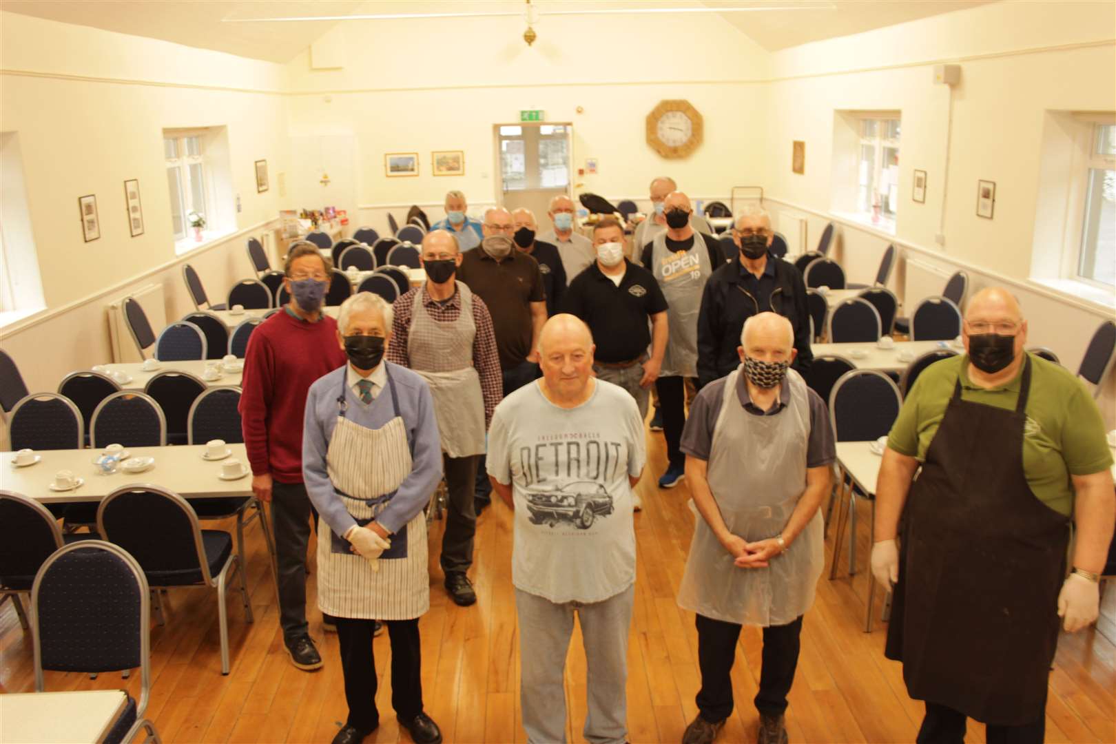 Finechty Men's Shed members get ready to serve cuppas and fancy pieces at their coffee morning. Picture: Allan Gargan