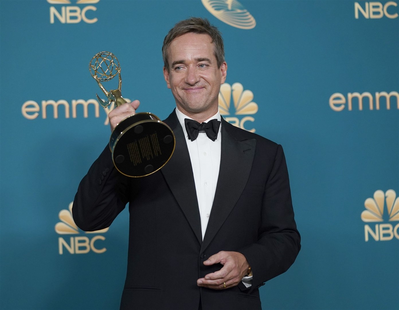 Matthew Macfadyen won best supporting actor in a drama series for his role in Succession, saying he was ‘deeply flattered and thrilled to bits’ (Jae C. Hong/AP)