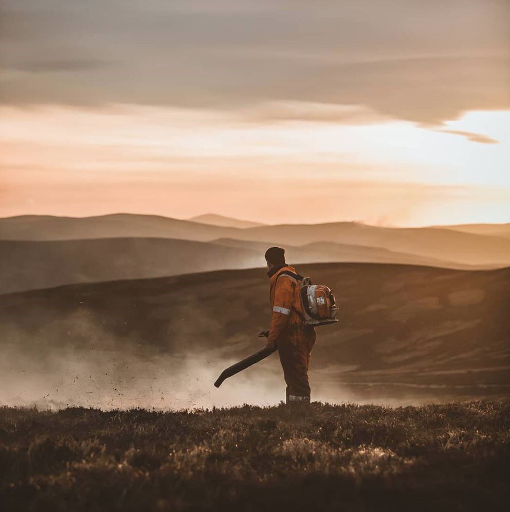 A gamekeeper carrying out legal muirburn.