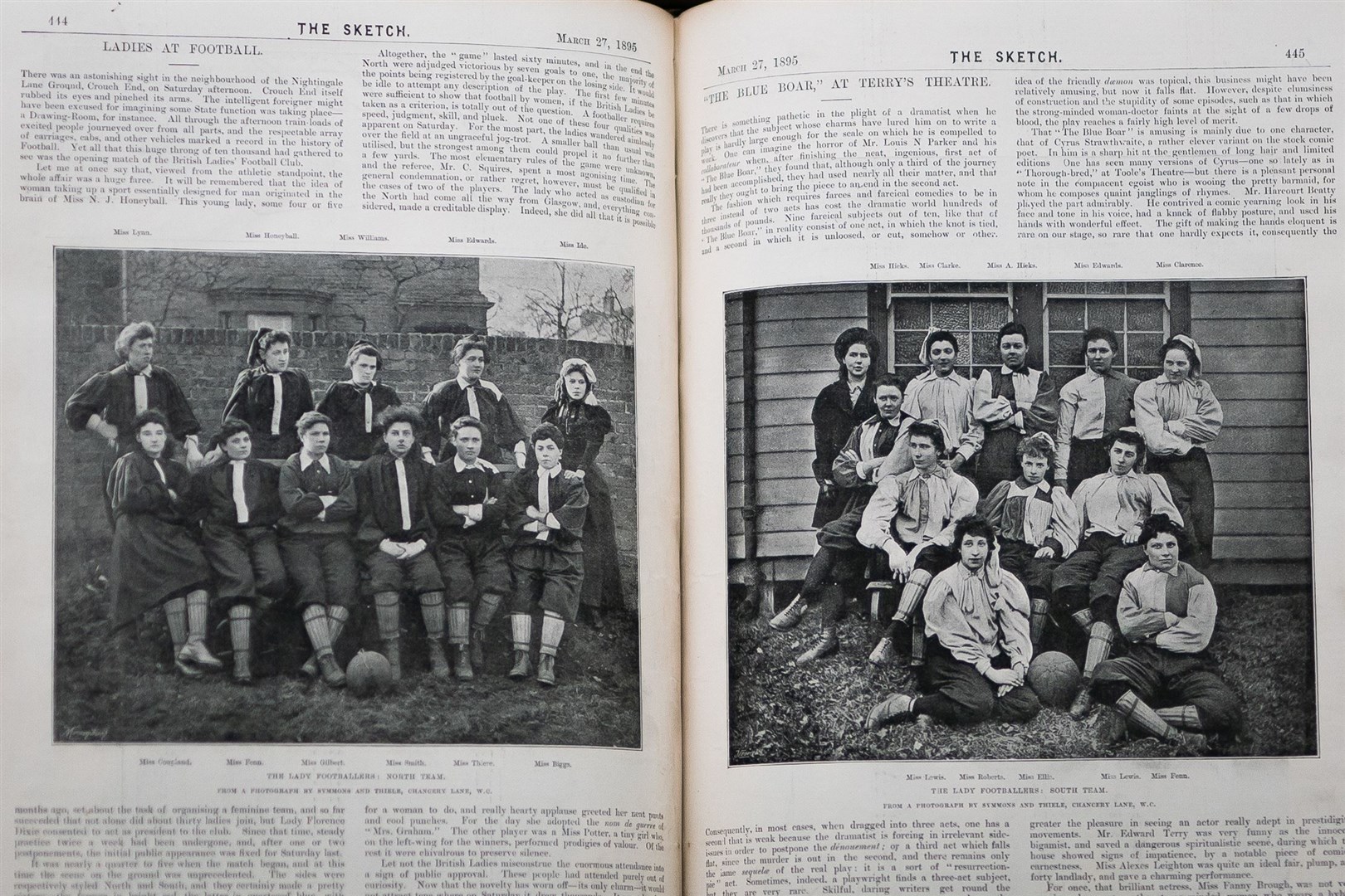 The article from The Sketch magazine on the women’s North v South football match played on March 27 1895 – the first known organised women’s football match to take place in London (Aaron Chown/PA)