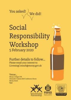 Moray Council is running a social responsibility workshop for licensed premises staff.