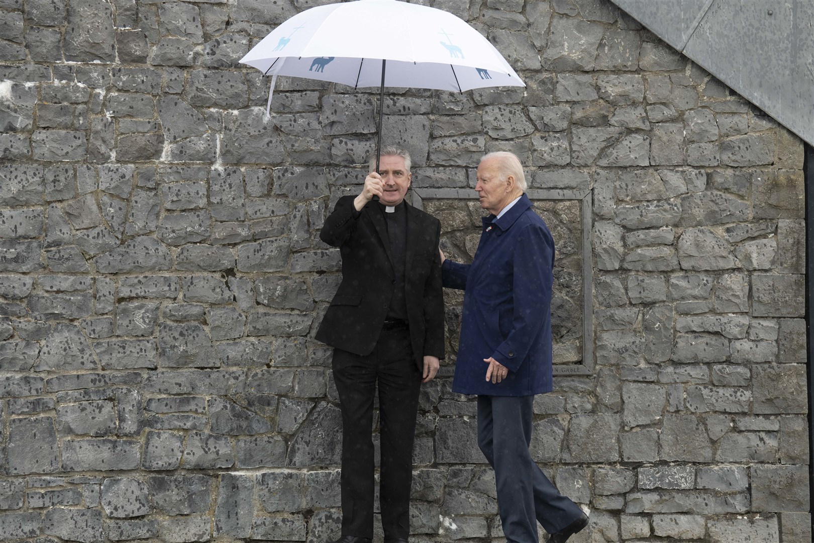 US President Joe Biden visiting Knock Shrine and Basilica in Mayo with Fr. Richard Gibbons, on the last day of his visit to the island of Ireland (PA)