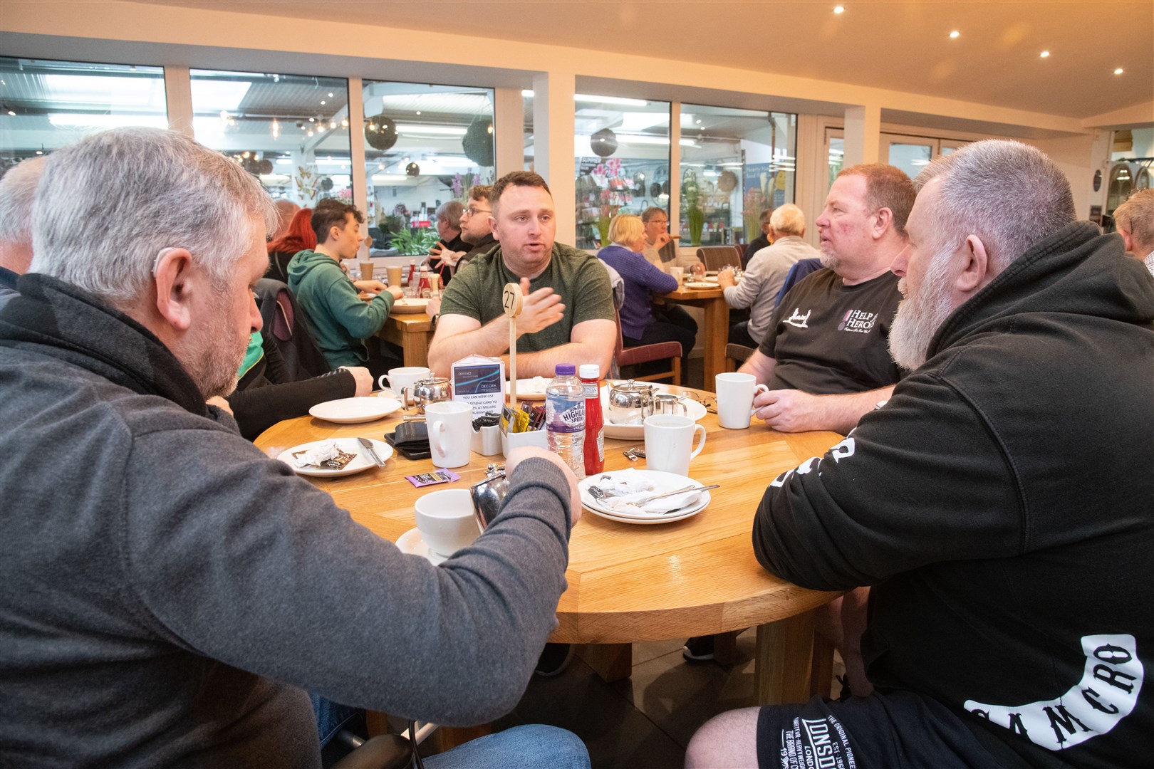 The Elgin and Lossiemouth Armed Forces Veterans Breakfast Club celebrate thier first anniversary at the Millers Cafe in Decora. ..Picture: Daniel Forsyth..