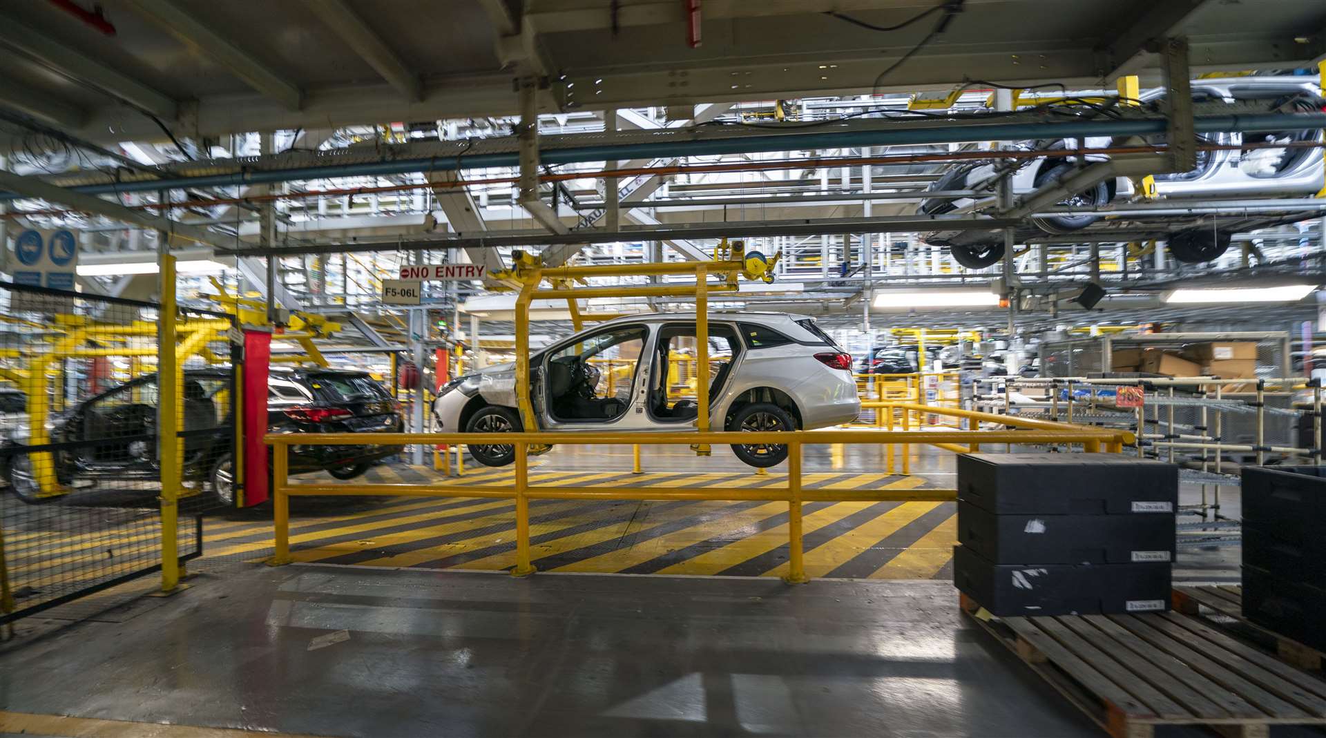 The Astra assembly line at Vauxhall’s plant in Ellesmere Port, Cheshire (PA)