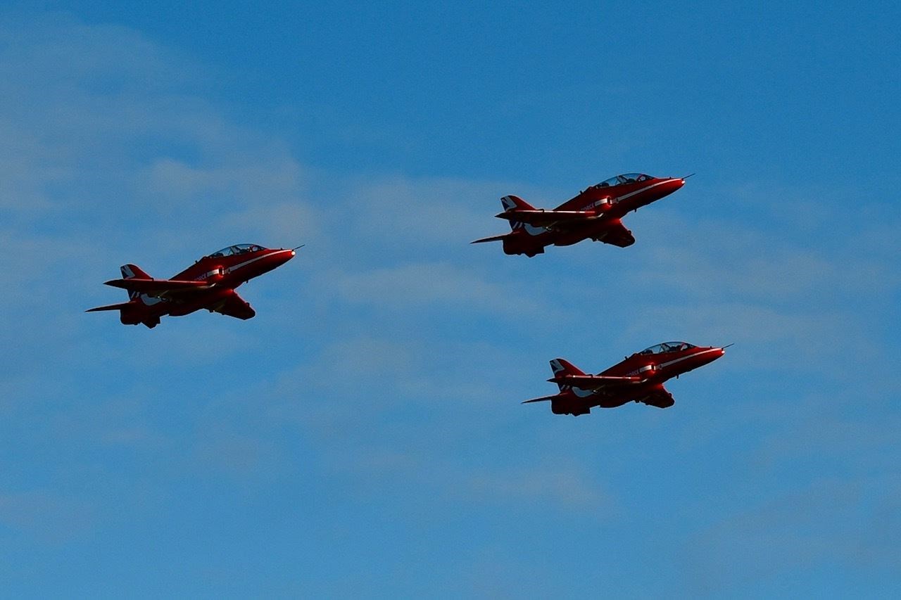 Hazel Thomson caught three Red Arrows flying in formation.