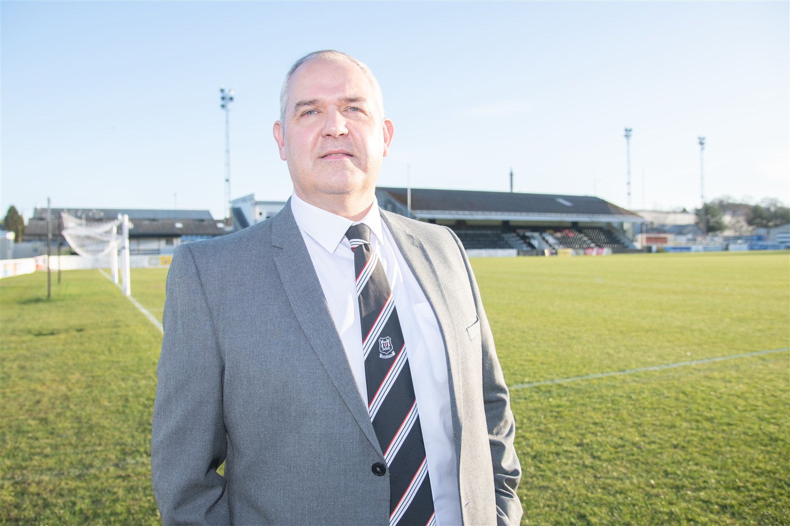 Alan Murray at Borough Briggs after being appointed the new Elgin City chairman. Picture: Daniel Forsyth