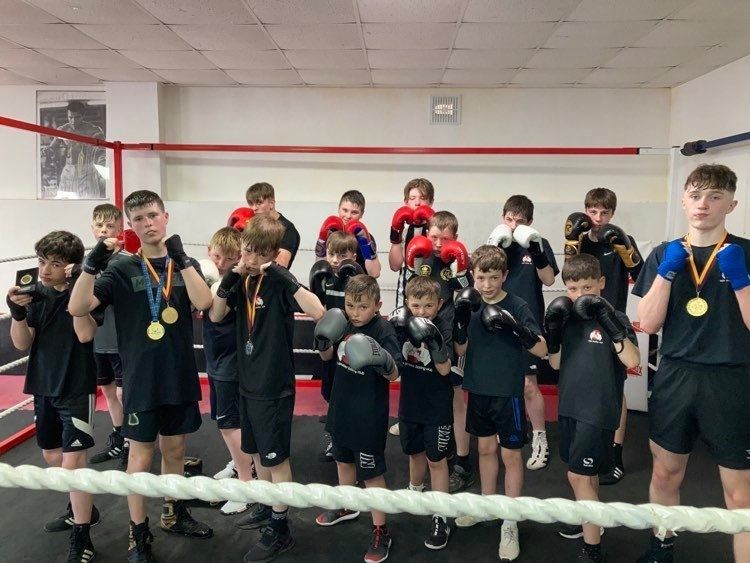 Elgin Amateur Boxing Club schoolboy and junior boxers who took part in the districts.