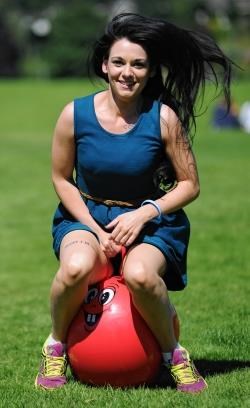 Some say she’s hopping mad, but Lossiemouth mum and model Kelly Willis is bidding to break a Space Hopper world record in Moray this summer. Photo by NS chief photographer Eric Cormack. Image No 026258