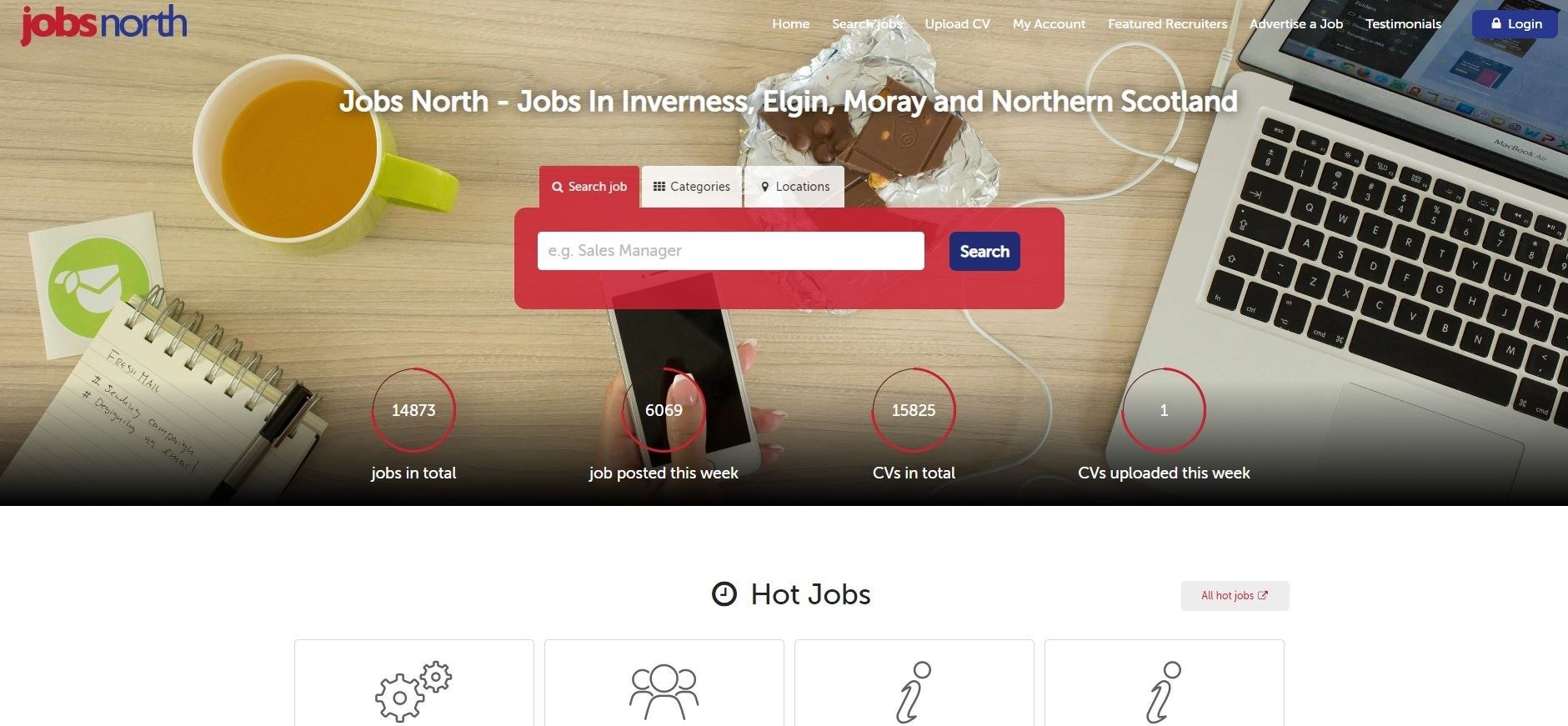 The Jobs North homepage.